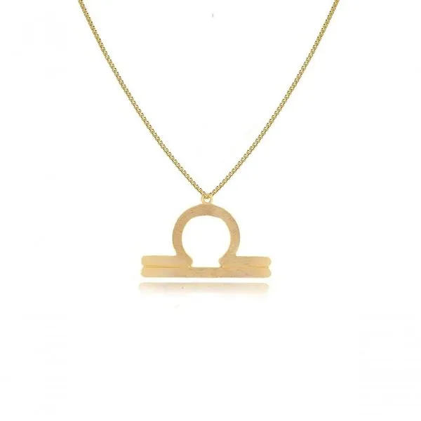 Colar Floratta Joias Signo de Libra [F027] Banhado em Ouro 18K Dourado Personalizado Hipoalergênico Feminino Colar Floratta Joias Signo de Libra [F027] Banhado em Ouro 18K Dourado Hipoalergênico Feminino