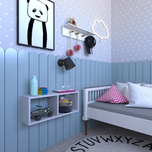 Nicho para Quarto Infantil 60cm Cinza Cristal