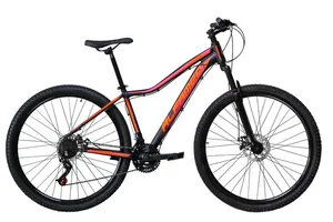 Bicicleta Aro 29 Feminina Alfameq Pandora Alumínio 21v Garfo Suspensão - Preto/Laranja/Pink - Tam:17