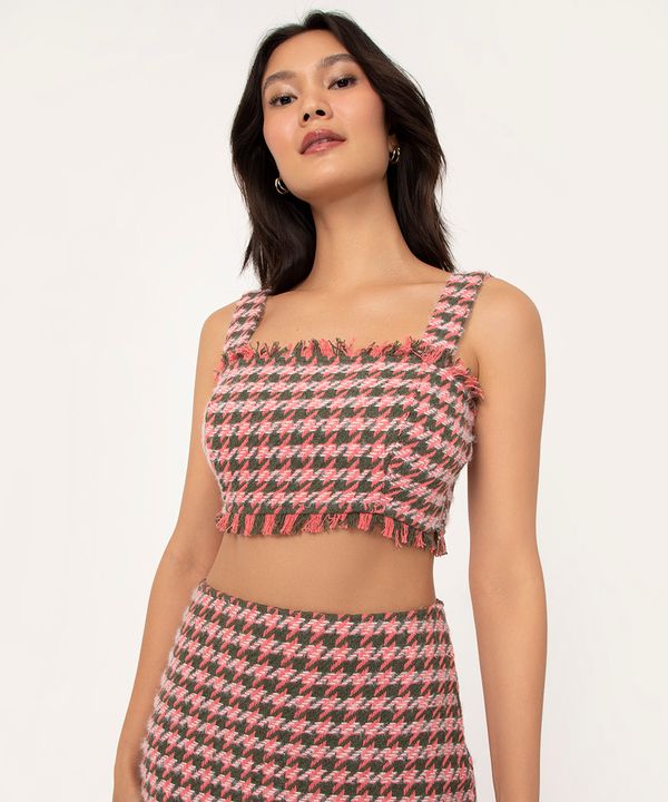 top cropped de tweed alça larga rosa PP