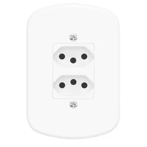 Conjunto montado de tomada dupla 10A com placa distanciadas 250V Blanc Fame