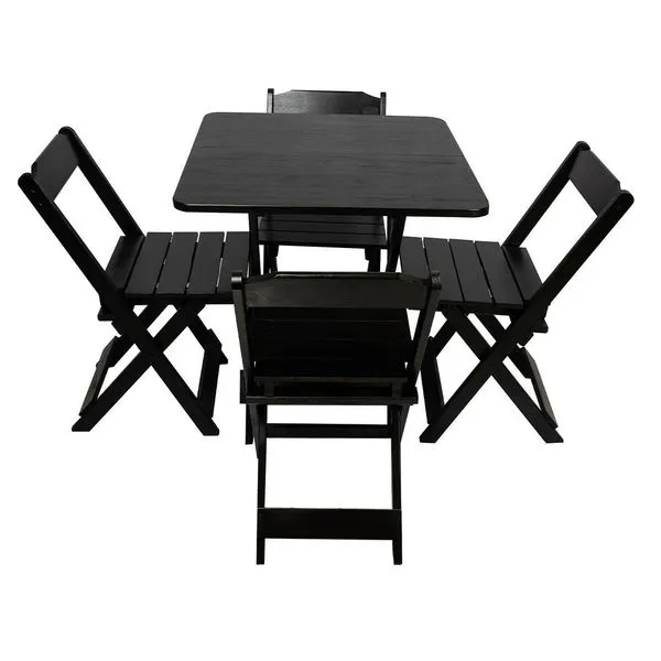 Kit Mesa Dobrável 70x70 com 4 Cadeiras em Madeira Maciça para Cozinha Loja Doce Lar Kit Mesa Dobrável 70x70 com 4 Cadeiras Madeira Maciça Loja Doce Lar