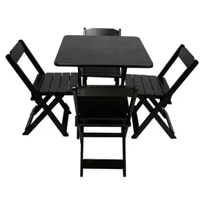 Kit Mesa Dobrável 70x70 com 4 Cadeiras em Madeira Maciça para Cozinha Loja Doce Lar Kit Mesa Dobrável 70x70 com 4 Cadeiras Madeira Maciça Loja Doce Lar