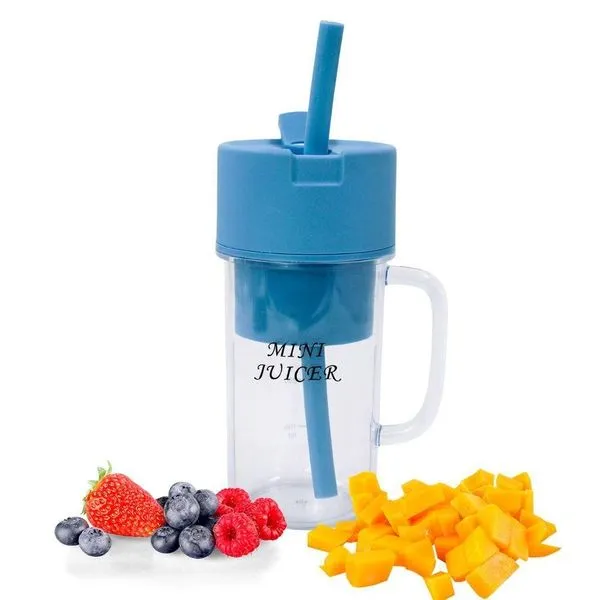 Mini Liquidificador Portátil Shake Suco Juice Cup Caneca Cabo Usb azul