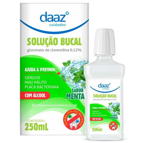 Solução Bucal Daaz Sabor Menta Com Álcool 250mL