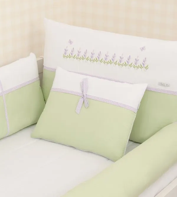 Kit de Berço Lavanda Pop com 5 Peças Lilás/Verde