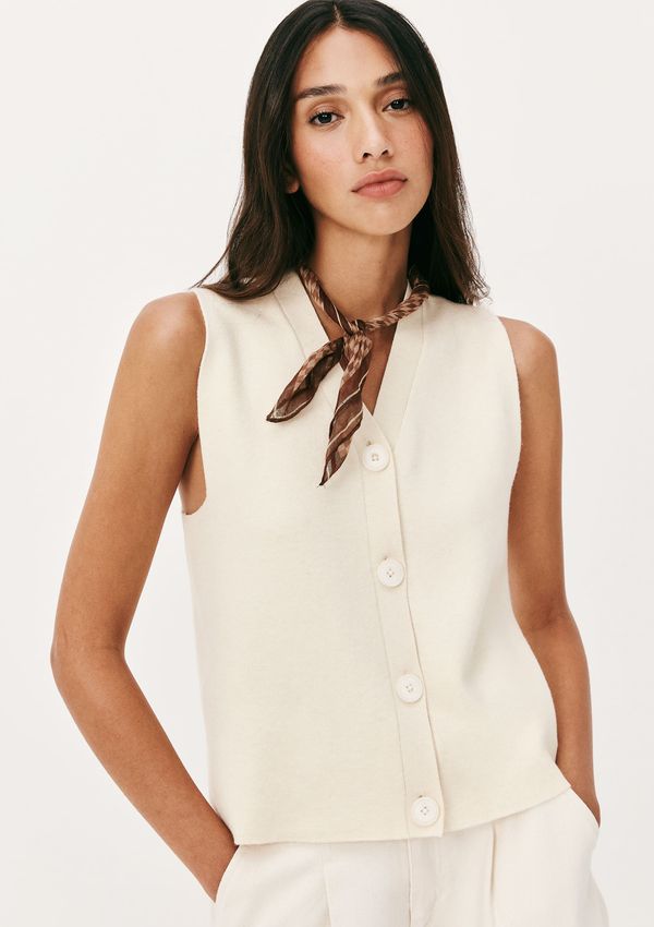 Colete Feminino Decote V Em Tricô - Off white P