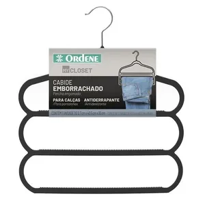 Cabide Emborrachado Para Calças My Closet Antiderrapante Preto OR59530 - Ordene