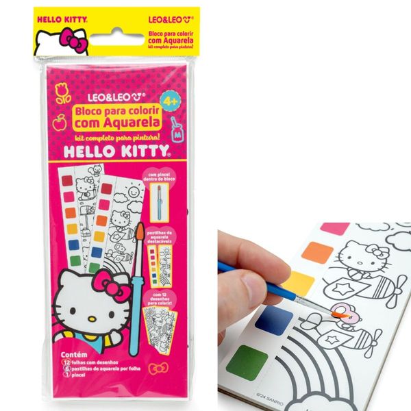 BLOCO DE COLORIR COM AQUARELA HELLO KITTY - LEO&LEO