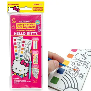 BLOCO DE COLORIR COM AQUARELA HELLO KITTY - LEO&LEO
