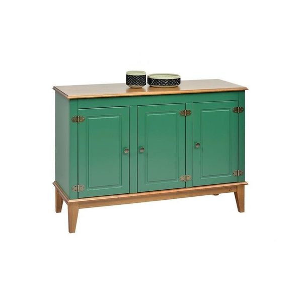 Buffet com 3 Portas Casatema Amêndoa/Verde