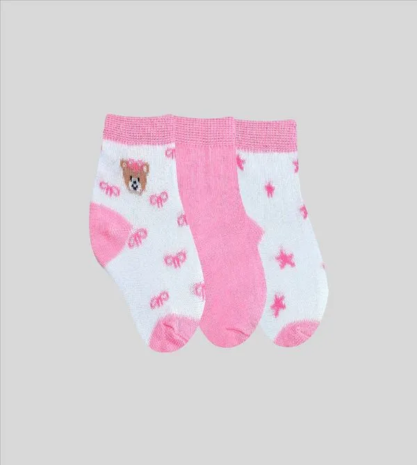 Kit Meia Ursinha com 3 Unidades - 1098 Rosa - RN