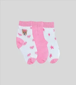 Kit Meia Ursinha com 3 Unidades - 1098 Rosa - RN