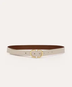 cinto médio com fivela arredondada off white 95CM