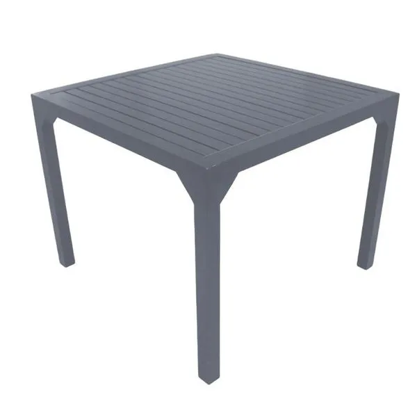 Mesa Quadrada Haiti 80cm Tampo Ripado Em Alumínio Trama