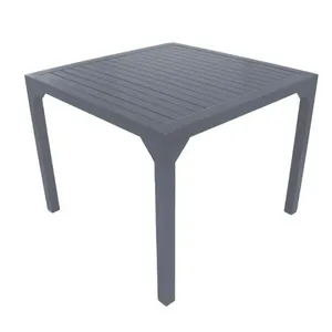 Mesa Quadrada Haiti 80cm Tampo Ripado Em Alumínio Trama