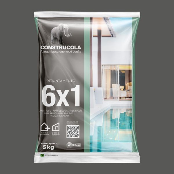 Rejunte Resinado Interno/Externo 6x1 5kg Construcola Rejunte Interno/Externo 6x1 Cinza 5kg Construcola