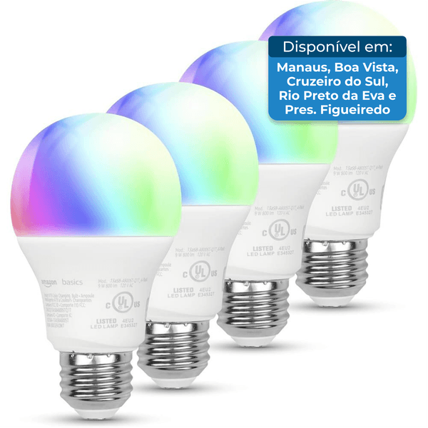 Lâmpada Smart Amazon Basics 04 Peças A19 LED 9W Branco Quente A-BI