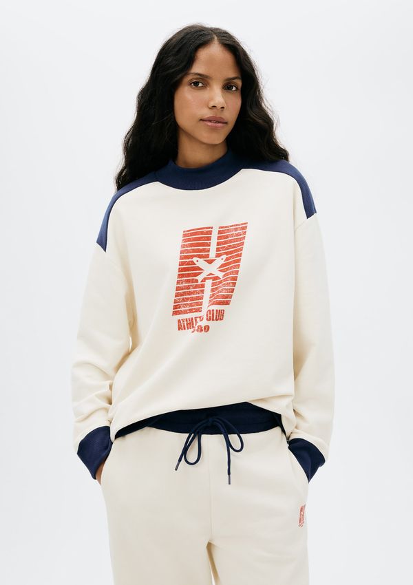 Blusão Feminino Em Moletom Com Estampa - Creme XP