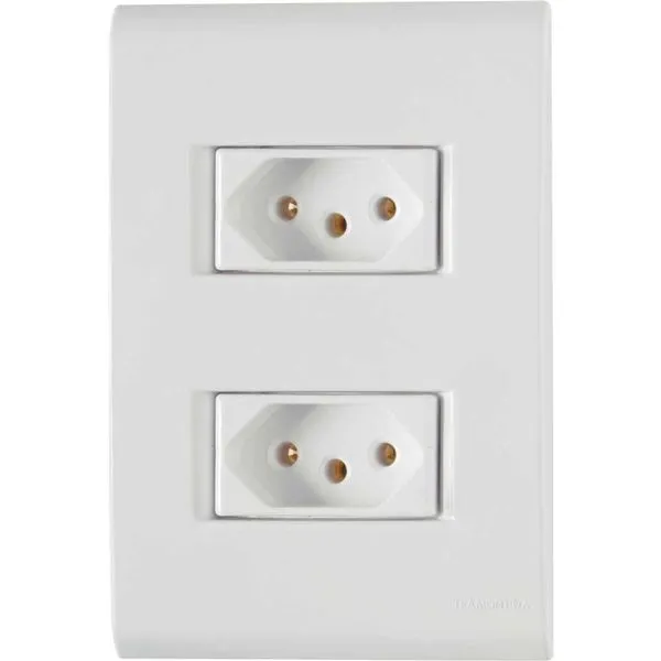 Tomada de embutir 2P+T 10A dupla com espelho 4x2" 57170/010 - TRAMONTINA