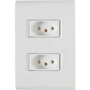 Tomada de embutir 2P+T 10A dupla com espelho 4x2" 57170/010 - TRAMONTINA