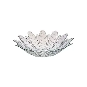 Centro de Mesa Folhas Vidro Transparente 39cm 1496 - Vitazza