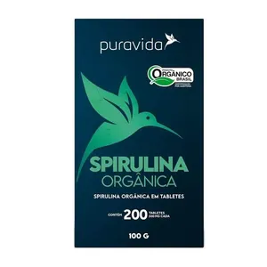 Puravida Spirulina Orgânica 500mg PURAVIDA 200 Tabletes