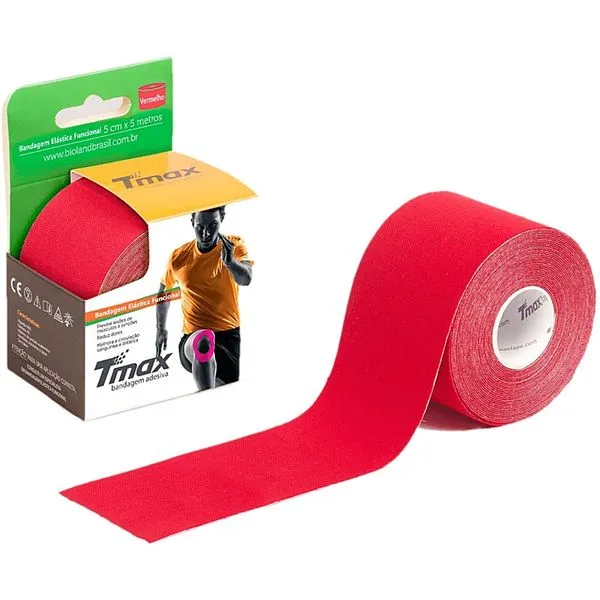 Bandagem Elástica Kinesio TMax 5cm x 5m Vermelha