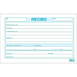 Recibo Comercial Tilibra sem Canhoto Pequeno em Papel Tamanho 21 X 10,5 cm Bloco com 50 Unidades Recibo Comercial Tilibra sem Canhoto Pequeno em Papel Tamanho 21 X 10,5 cm