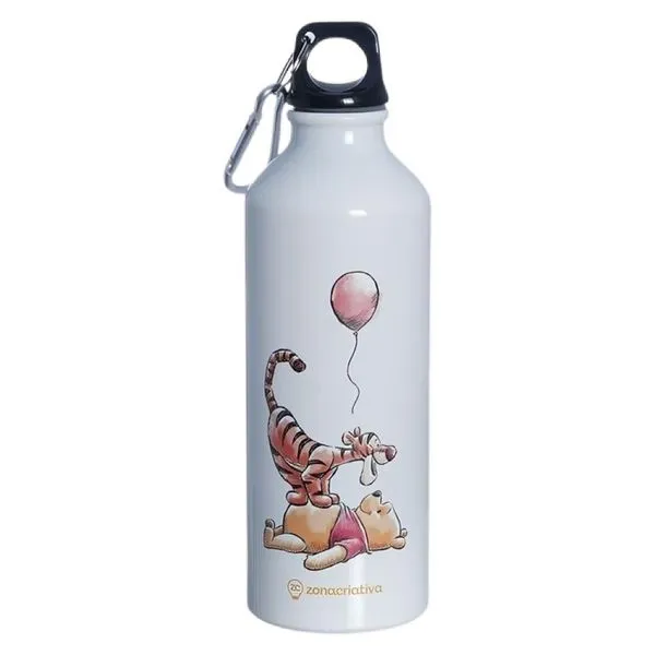 Garrafa Alumínio 500ml Com Mosquetão Winnie The Pooh