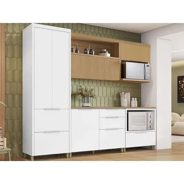 Cozinha Modulada Nesher Marquesa Nesher 5 Peças C5P34 Branca/Nature
