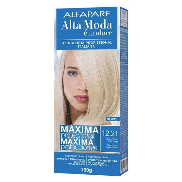 Tintura Alta Moda Especial 12.21 Louro Platina Irisé Cinza Irisé 150g