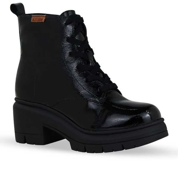 Bota Coturno Couro Verniz Show Preto 37
