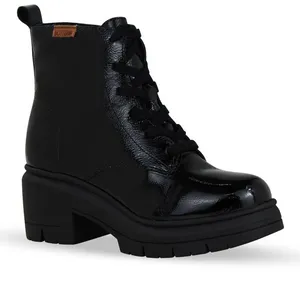 Bota Coturno Couro Verniz Show Preto 37