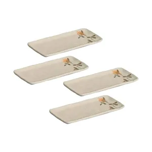Conjunto de Travessas Retangulares Pequenas Porto Brasil Orgânico Campestre 22x9,5cm - 4 Peças