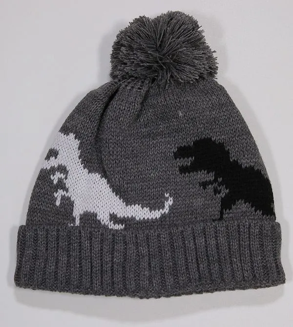 Touca Infantil Acrílica Dinossauro - 8177 Cinza - P