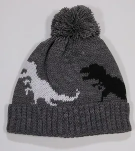 Touca Infantil Acrílica Dinossauro - 8177 Cinza - P