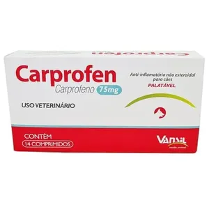 Anti-Inflamatório Carprofen Não Esteroidal Para Cães Vansil 75mg Com 14 Comprimidos (MP)