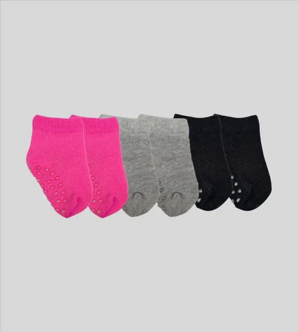 Kit Meia Lisa Antiderrapante com 3 Unidades - 1148 Pink - RN