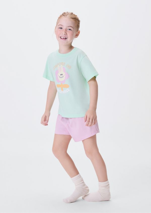 Pijama Infantil Menina Curto Com Estampa - Verde 008