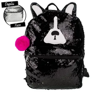 Mochila Cachorro Paetê Clio Girls - CG2034 PRETO
