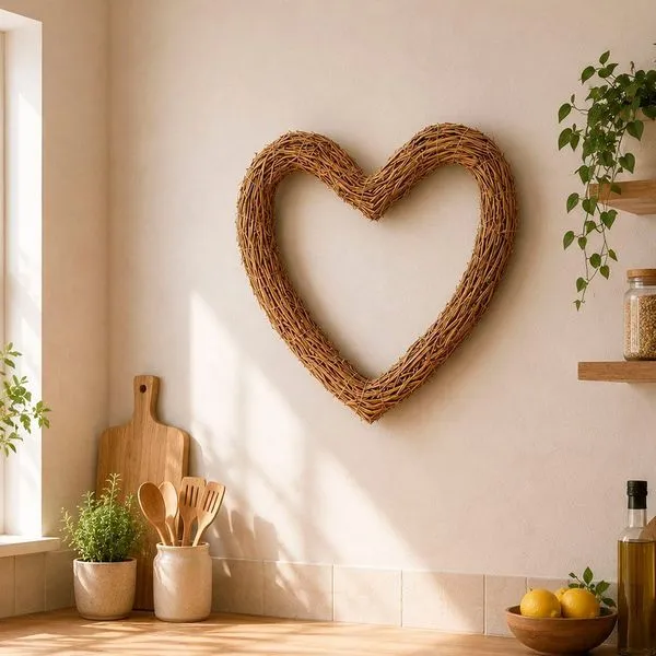 Guirlanda Coração Artesanal em Palha Natural Enfeite Decoração 35cm Marrom Guirlanda Coração Artesanal em Palha Natural Enfeite 35cm Marrom