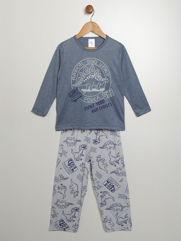 Pijama Longo Estampado Infantil Para Menino - AZUL 3