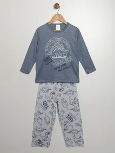 Pijama Longo Estampado Infantil Para Menino - AZUL 3