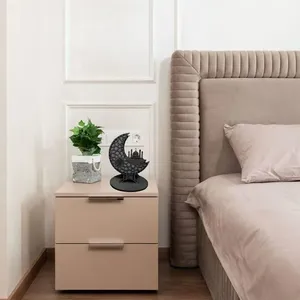 Abajur de Mesa em MDF Corte à Laser com Cabo PP 1m e Bocal E-27 40cm Preto Lenobre Abajur de Mesa MDF Corte à Laser Bocal E-27 40cm Preto Lenobre