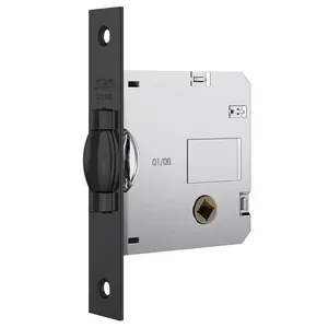 Fechadura Nice 1025 Com Trinco Rolete E Roseta Quadrada Black Para Banheiro - 40881 - Stam