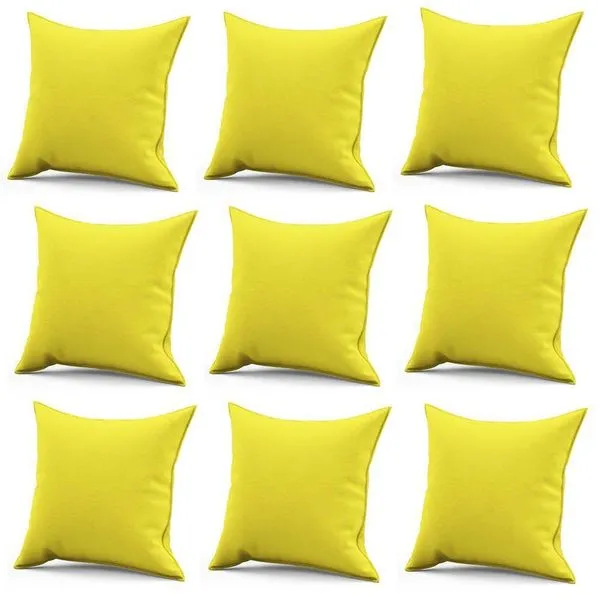 Kit 09 Capa De Almofada Decorativa Quadrada Lih 45x45cm Luxo Corino Amarelo