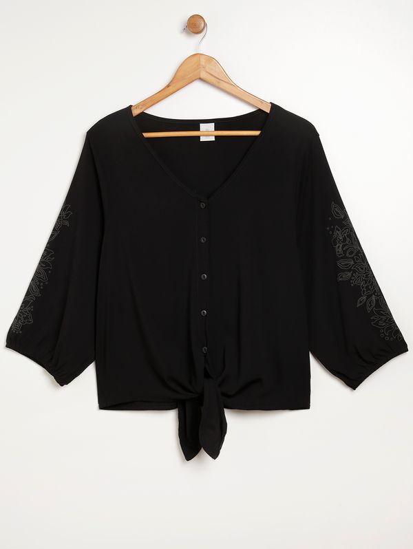 Camisa Viscose Plus Size Feminina PRETO G2