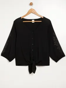 Camisa Viscose Plus Size Feminina PRETO G2