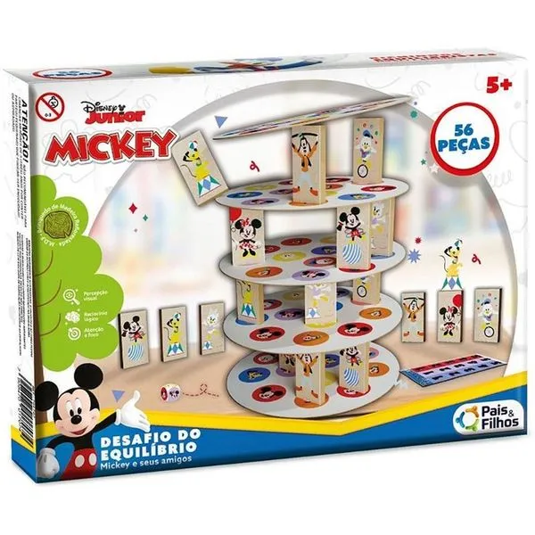 Brinquedo Jogo de Equilíbrio Mickey e Seus Amigos Desafio da Torre Pais & Filhos Brinquedo Jogo de Equilíbrio Mickey Desafio da Torre Pais & Filhos